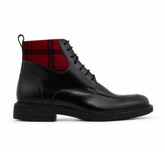 Bottines2: Rogue en Cuir Noir et Tartan