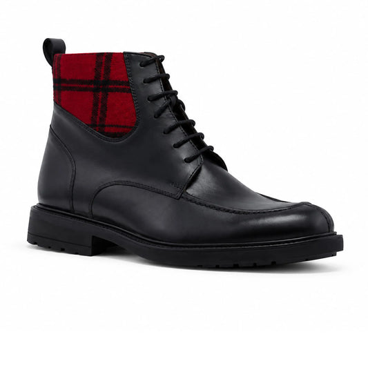 Bottines2: Rogue en Cuir Noir et Tartan