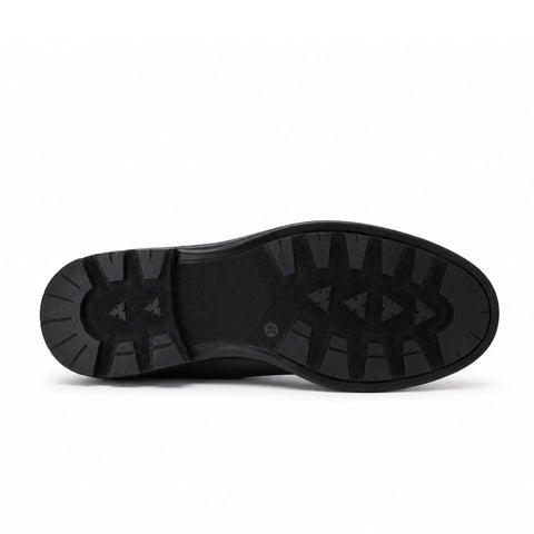 Bottines Zippées en Cuir: Noir à Boucle