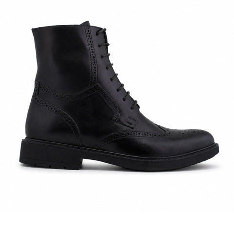 Bottines Brogues à Lacets en Cuir: Noir