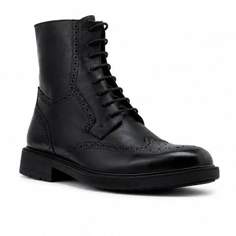 Bottines Brogues à Lacets en Cuir: Noir