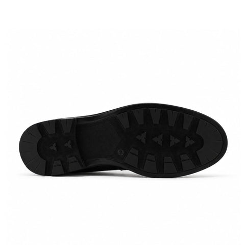 Bottines Derby en Cuir: Noir à Bout Fleuri