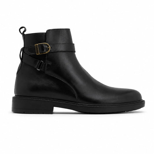 Bottines Jodhpur en Cuir: Noir à Boucle
