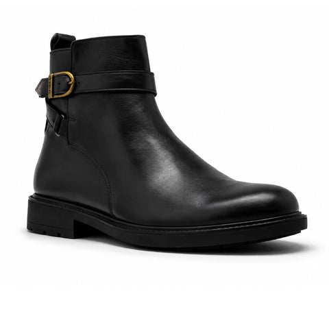 Bottines Jodhpur en Cuir: Noir à Boucle