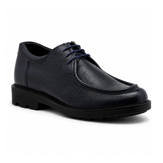 Derbies en Cuir Grainé: Bleu Marine