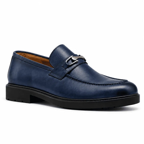 Mocassin à mors en cuir: Bleu